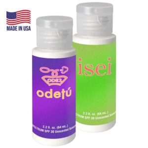 2 oz.of sunscreen in a transparent cylinder bottle.