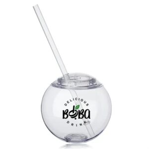 Moran 15 oz. Plastic Cocktail Ball with Straw