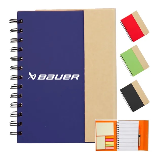 5.25" x 7" in. Eco flip top notebook with sticky notes