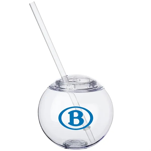 Cocktail Ball with Straw 15 oz. Plastic