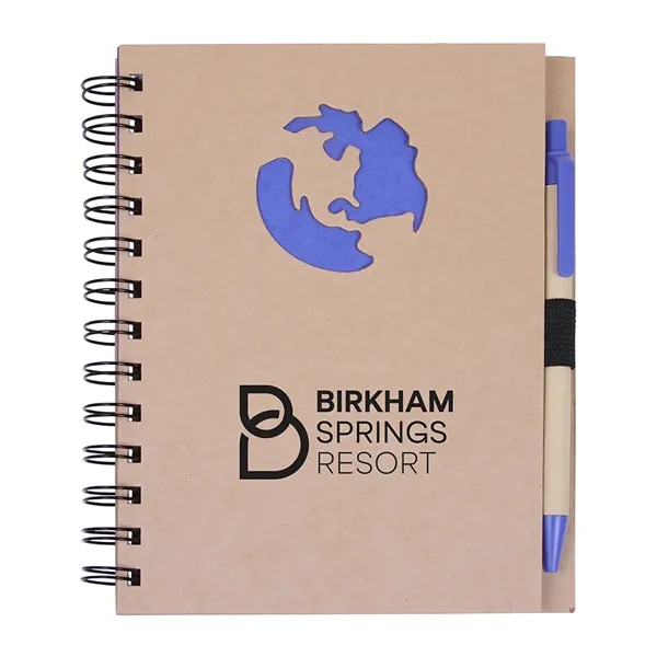 Globe Die Cut Spiral Notebook andamp; Pen 5.875" x 7"
