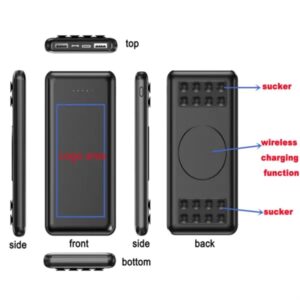 10000 mAh Power bank and wireless charger with sucker