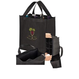 Wine Tote - 6 Bottle Bag w/ Removable Divider - Screen Print