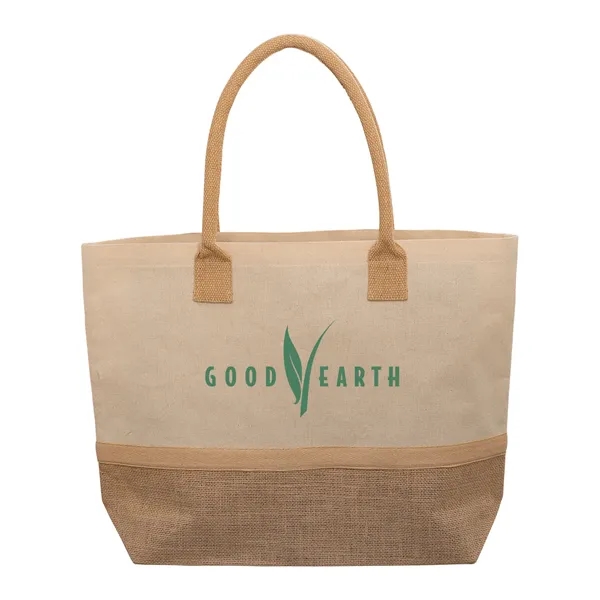 Wanderlust Laminated Jute andamp; Canvas Tote Bag