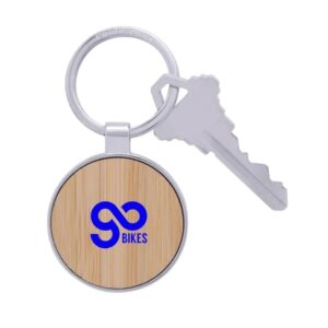 Bamboo andamp; Metal Round Keychain