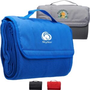 Blanket Roll Up Outdoor Fleece W/ woven handle 45"W x 55"L