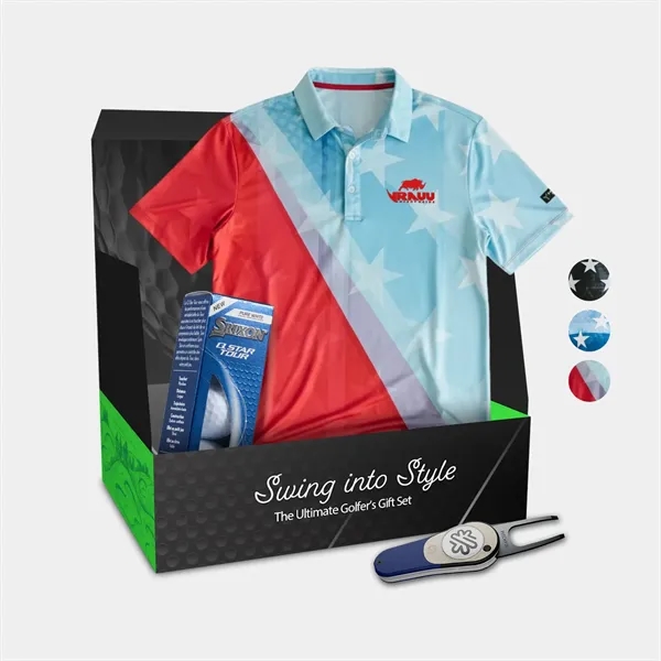 YATTA® Patriot Polo, Srixon® Golf Ball andamp; Divot Tool Gift Set