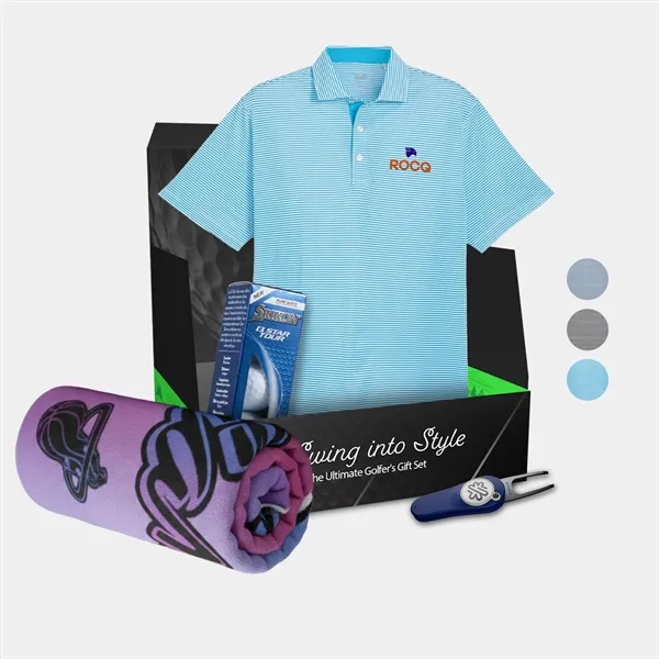 PUMA® Isle Pique Polo, Towel,Golf Ball andamp; Divot Tool Gift Set
