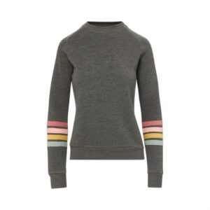 Allana Women's Stripe Long Sleeve Fleece Crewneck