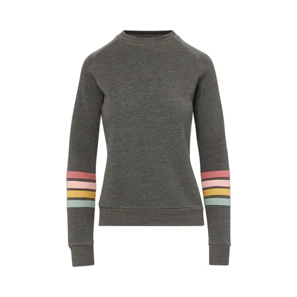 Allana Women's Stripe Long Sleeve Fleece Crewneck