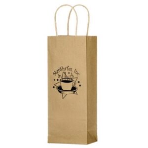 Natural Kraft 1-Bottle Wine Bag - Flexo Ink