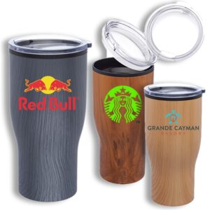 28 oz Stainless Steel Tumbler w/ Wooden Design andamp; EVA Pad