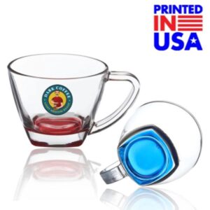 6 oz. Classis Glass Coffee Mugs w/ Custom Logo andamp; Handle