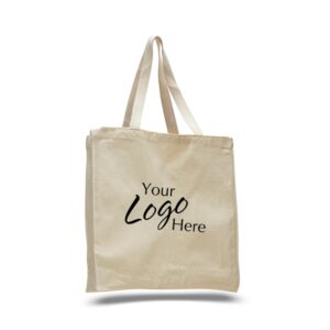 Canvas Shopper 14" W x 15" H Bag with 4" Gusset Natural