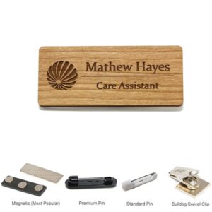 1.5" x 3" Engraved Wood Name Badge