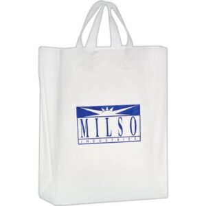 Clear Frosted Soft Loop Shopper Bag w/ Insert - Foil Stamp