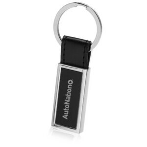 Rectangular Metal andamp; Leather Keychains